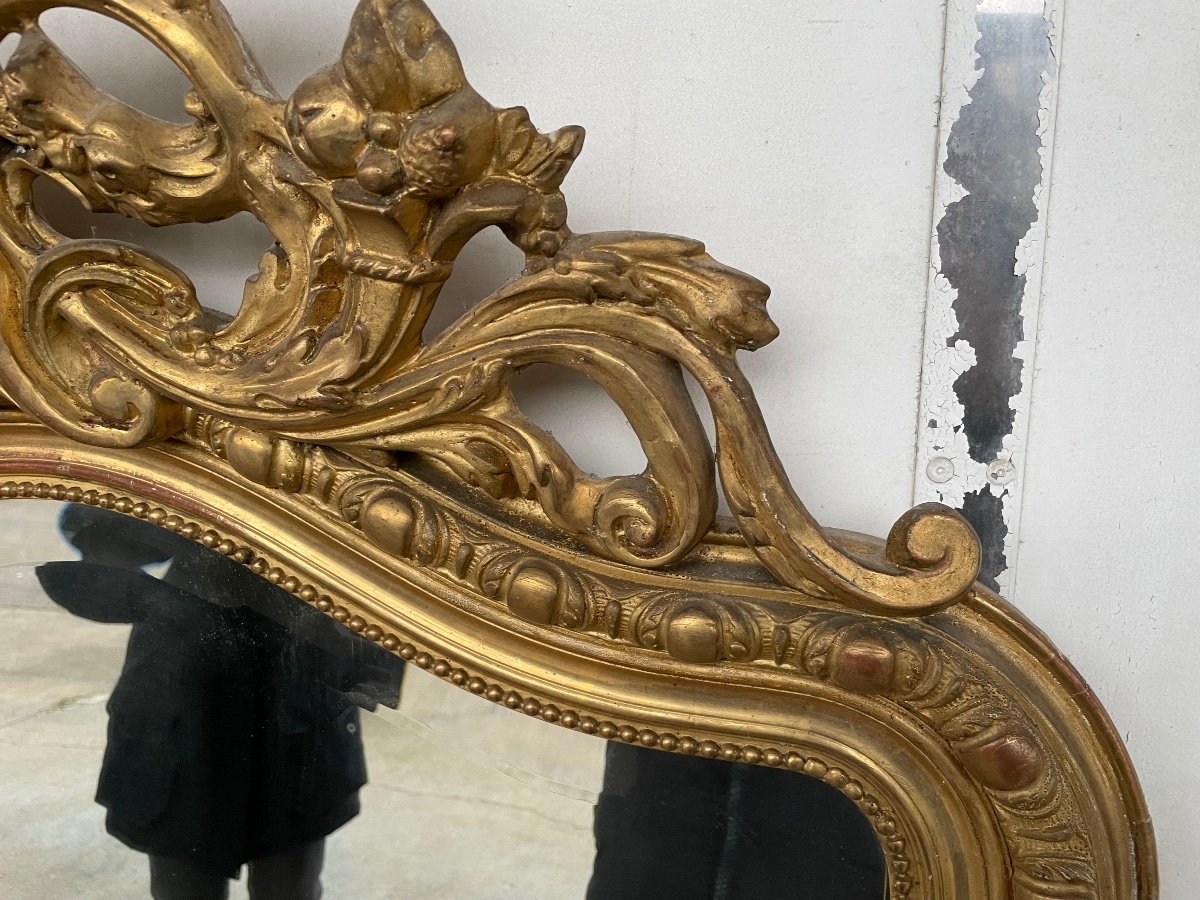 Large Golden Mirror Napoleon III 165 X 92 Cm-photo-3